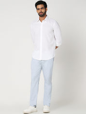 White Solid Casual Shirt