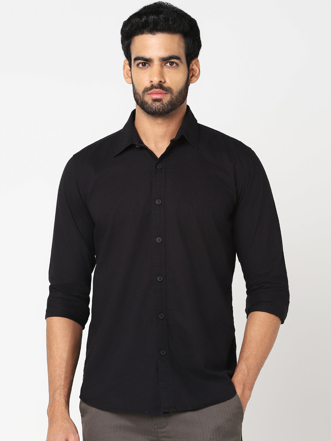 Black Solid Casual Shirt