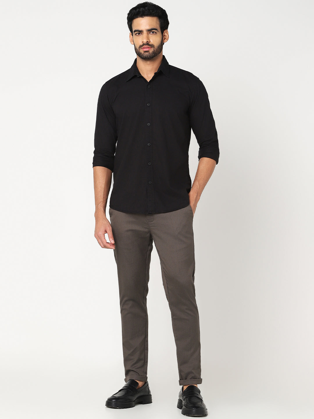 Black Solid Casual Shirt