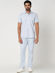 Light Blue Floral Printed Casual Shirt