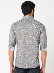 Grey White Floral Printed Casual Shirt