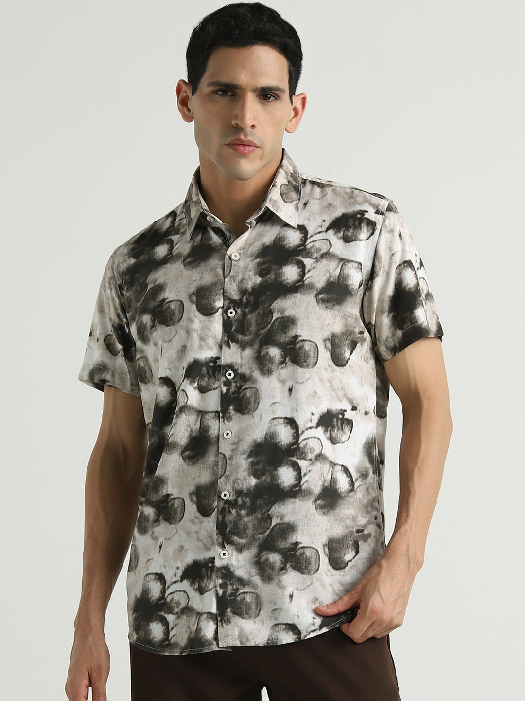Grey Abstract Printed Casual Shirt