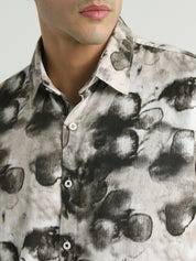 Grey Abstract Printed Casual Shirt