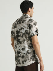 Grey Abstract Printed Casual Shirt