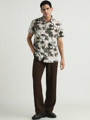 Grey Abstract Printed Casual Shirt