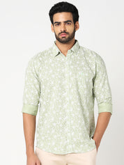 Light Green Floral Printed Casual Shirt
