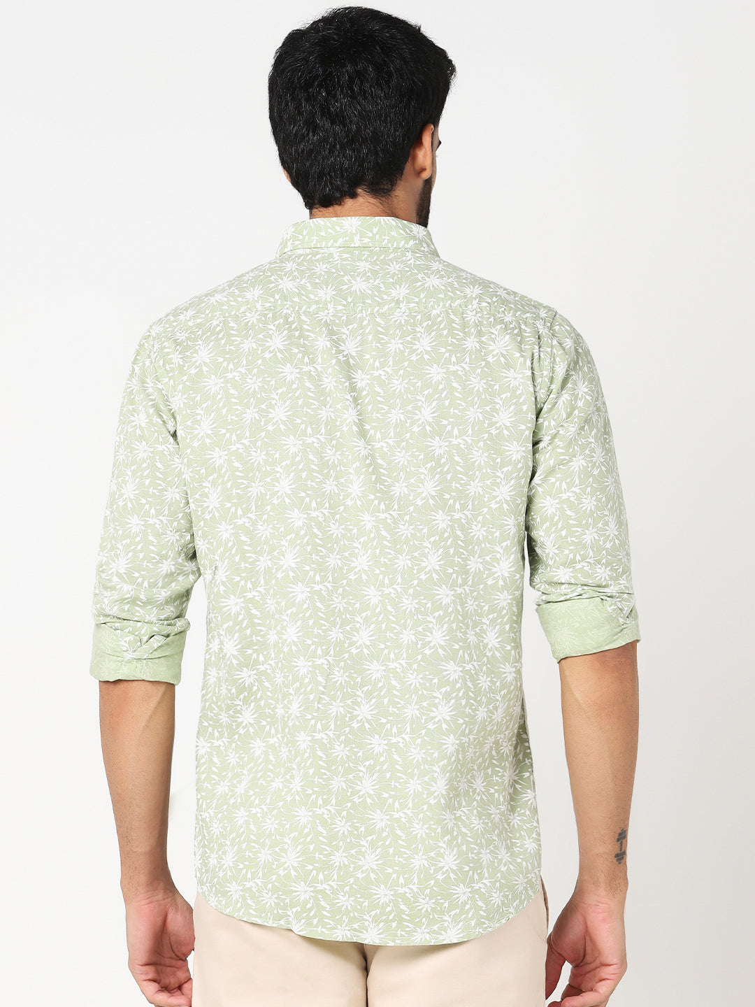 Light Green Floral Printed Casual Shirt