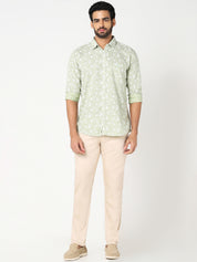 Light Green Floral Printed Casual Shirt