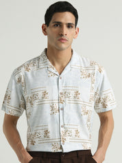 Light Blue Floral Printed Resort Shirt