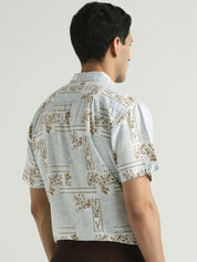 Light Blue Floral Printed Resort Shirt