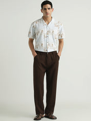 Light Blue Floral Printed Resort Shirt