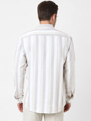 Mens Brown Striped Casual Shirt