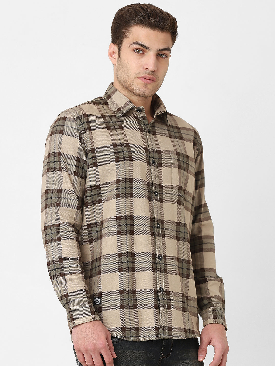 Mens Olive Plaid Shirt
