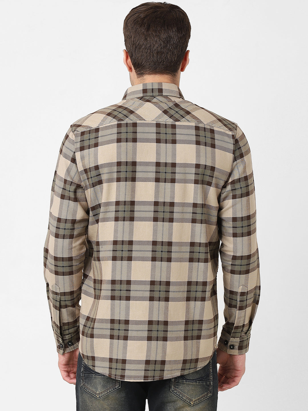 Mens Olive Plaid Shirt