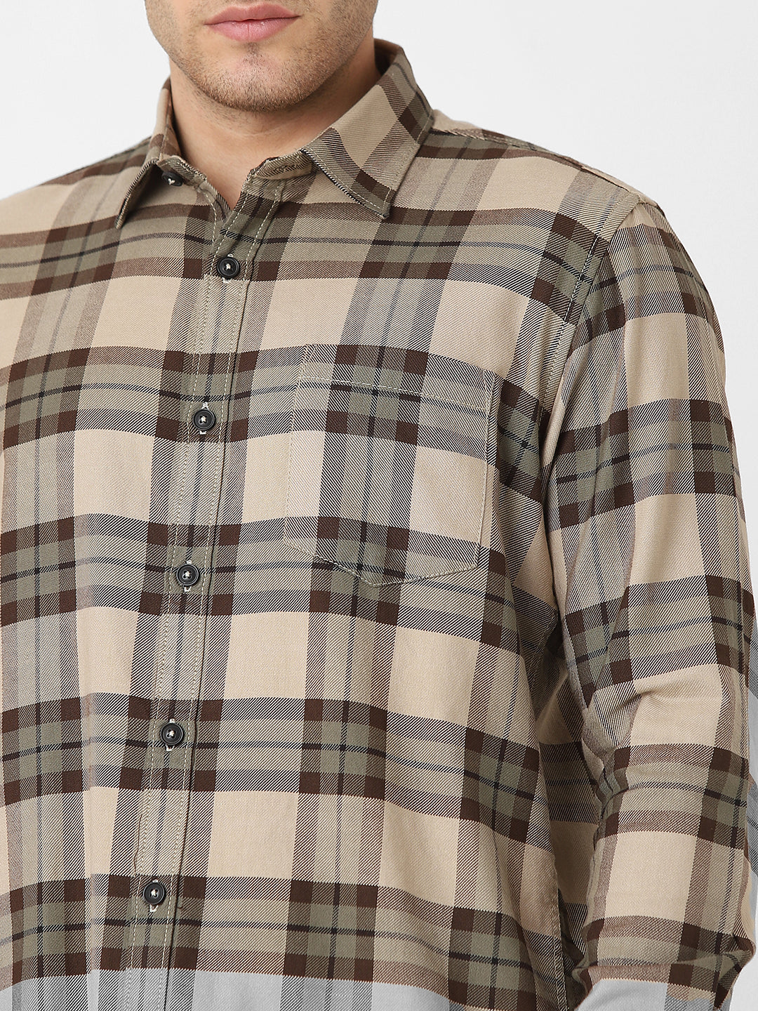 Mens Olive Plaid Shirt