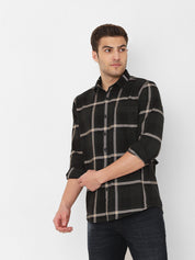 Mens Dark Olive Plaid Shirt