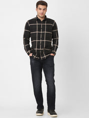 Mens Dark Olive Plaid Shirt