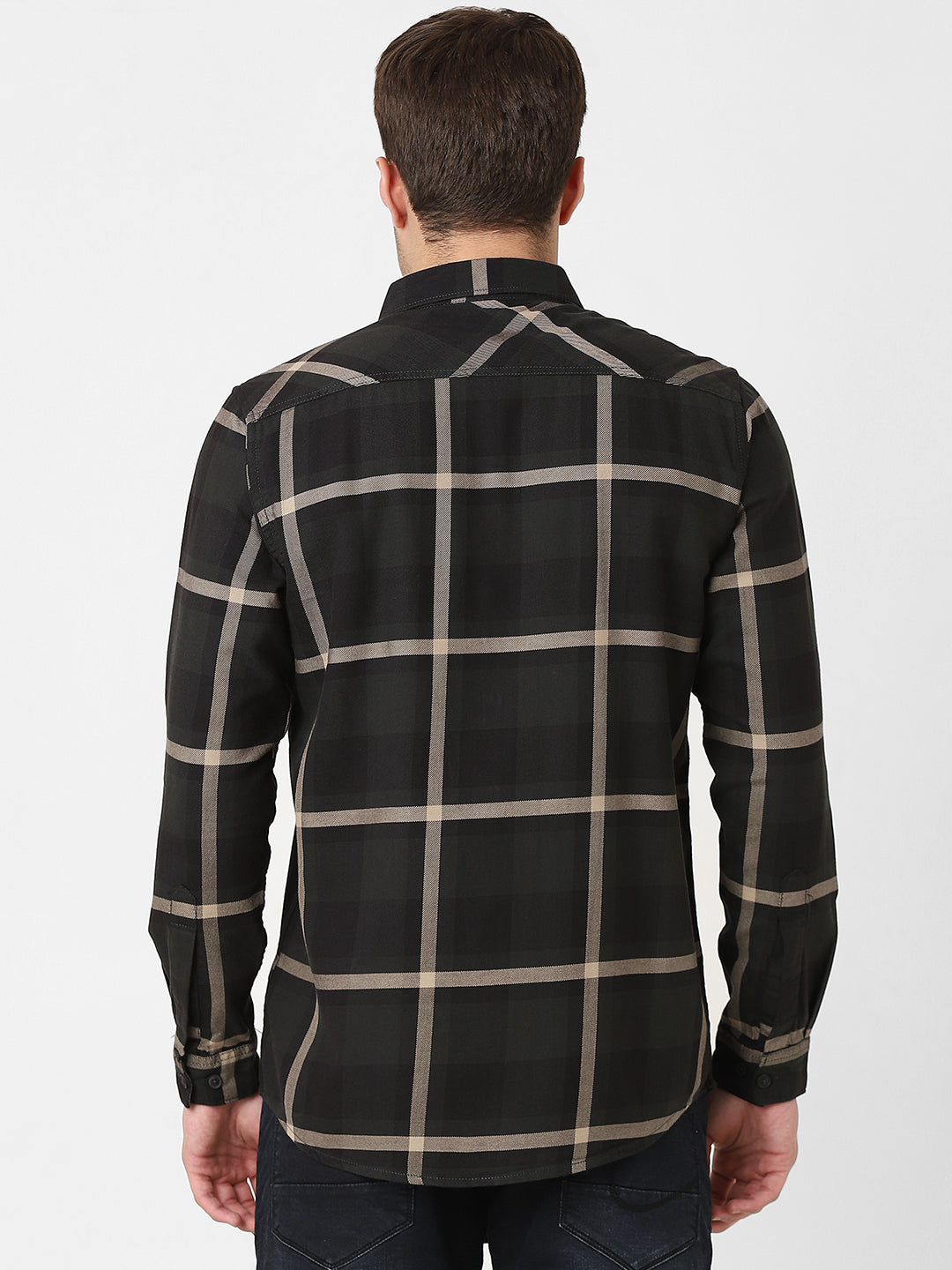 Mens Dark Olive Plaid Shirt