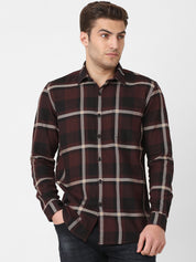 Mens Maroon Plaid Shirt