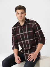 Mens Maroon Plaid Shirt
