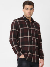 Mens Maroon Plaid Shirt