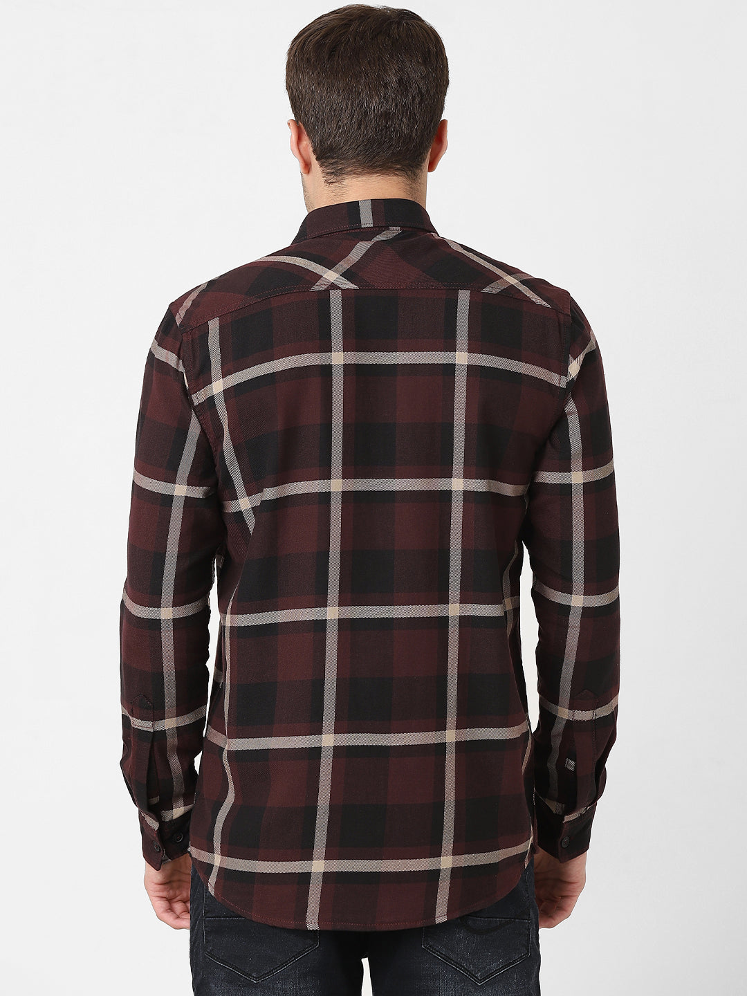 Mens Maroon Plaid Shirt