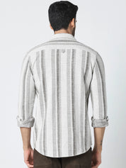 Men Beige Vertical Striped Casual Shirt