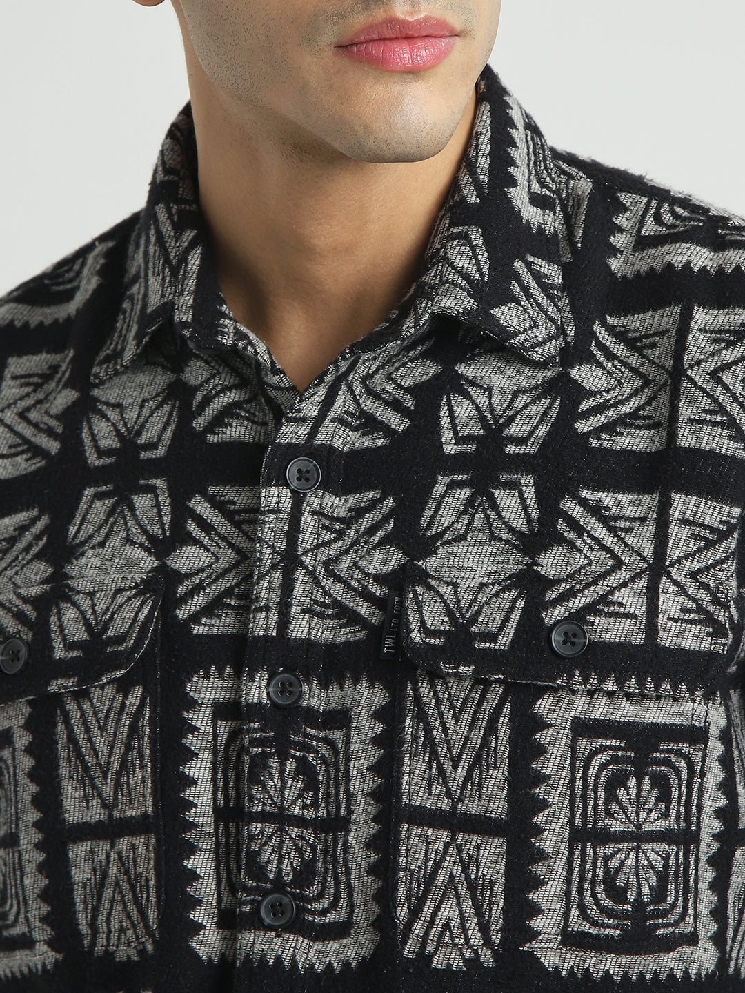 Men Black Relaxed Fit Shacket