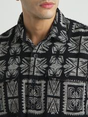 Men Black Relaxed Fit Shacket