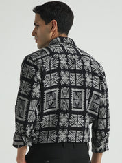 Men Black Relaxed Fit Shacket