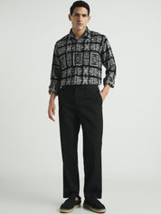 Men Black Relaxed Fit Shacket