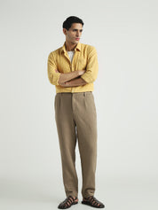 Men Mustard Yellow Striped Shirt