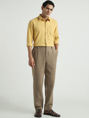 Men Mustard Yellow Striped Shirt