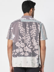 Men Grey Floral Print Resort Shirt