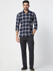Men Navy Blue Checked Shirt