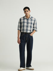 Men Grey Checked Casual Shirt