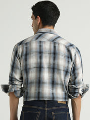 Men Grey Checked Casual Shirt