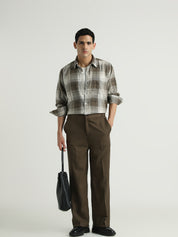 Men Olive Checked Relaxed Fit Shirt