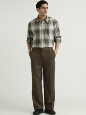 Men Olive Checked Relaxed Fit Shirt