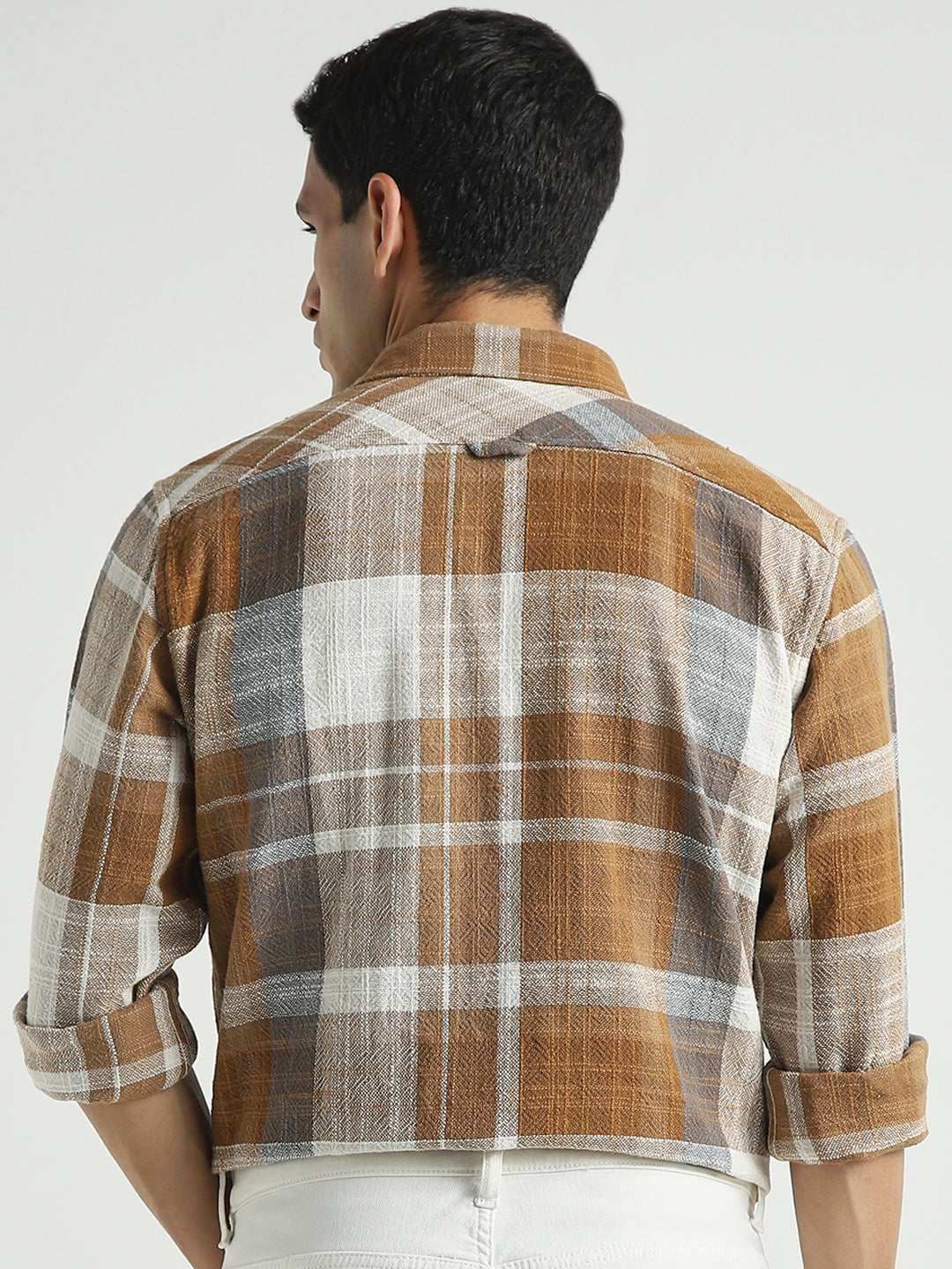 Men Brown Checked Relaxed Fit Shirt