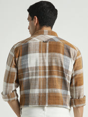 Men Brown Checked Relaxed Fit Shirt