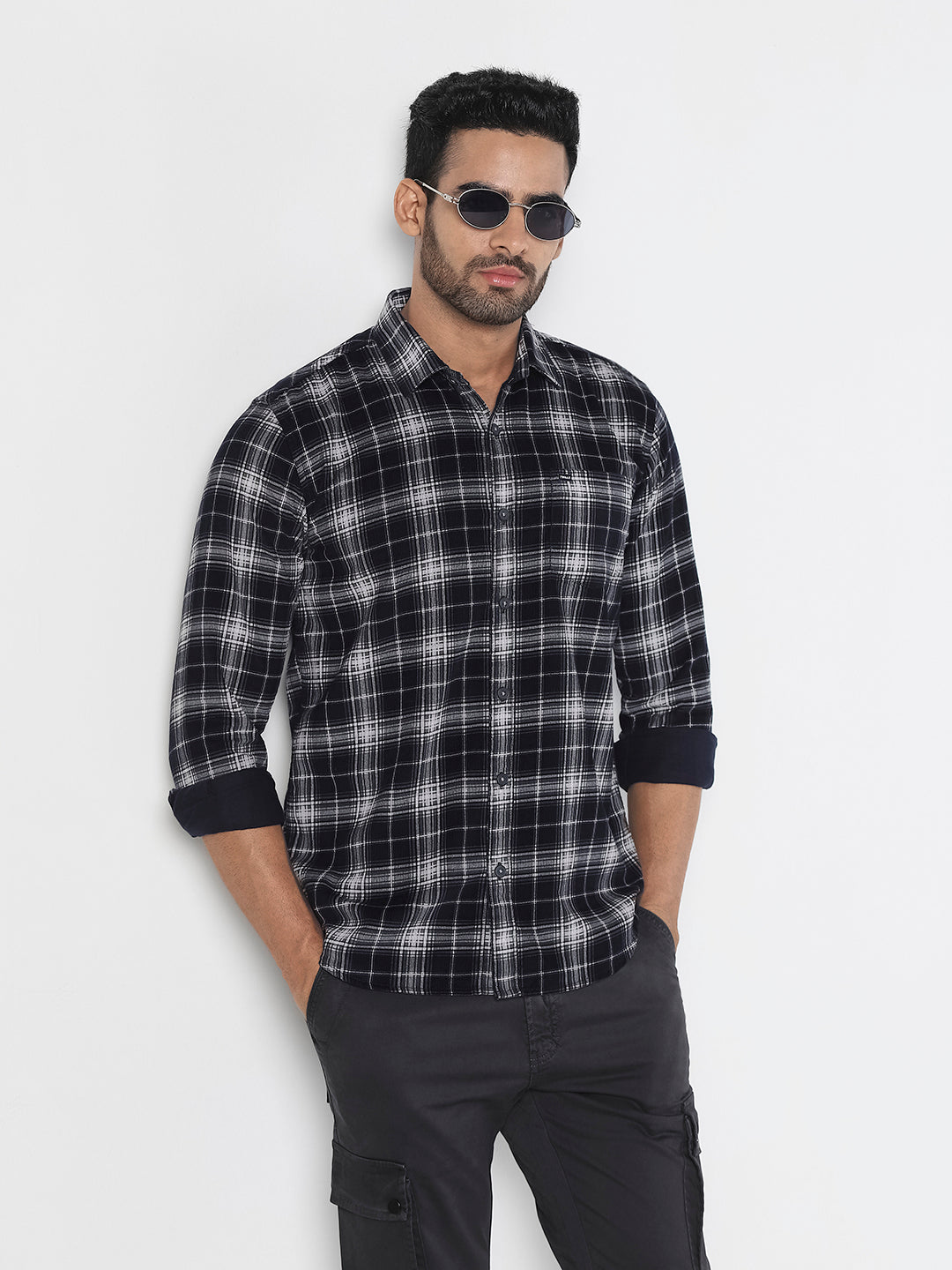 Men Black Checked Casual Shirt