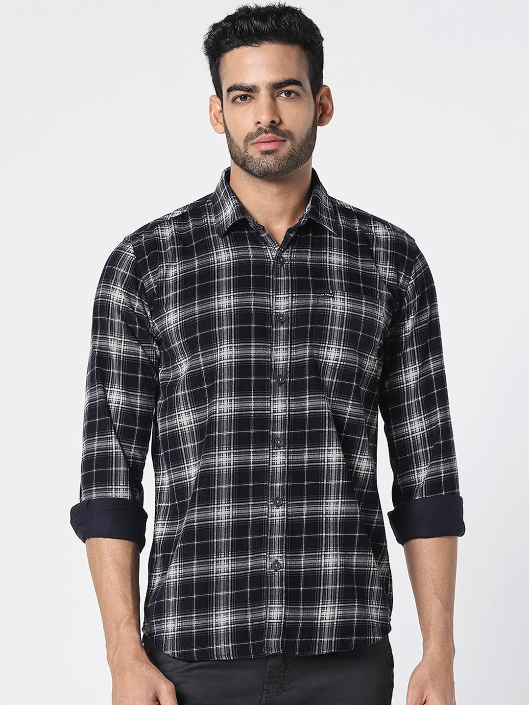 Men Black Checked Casual Shirt