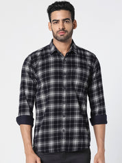 Men Black Checked Casual Shirt