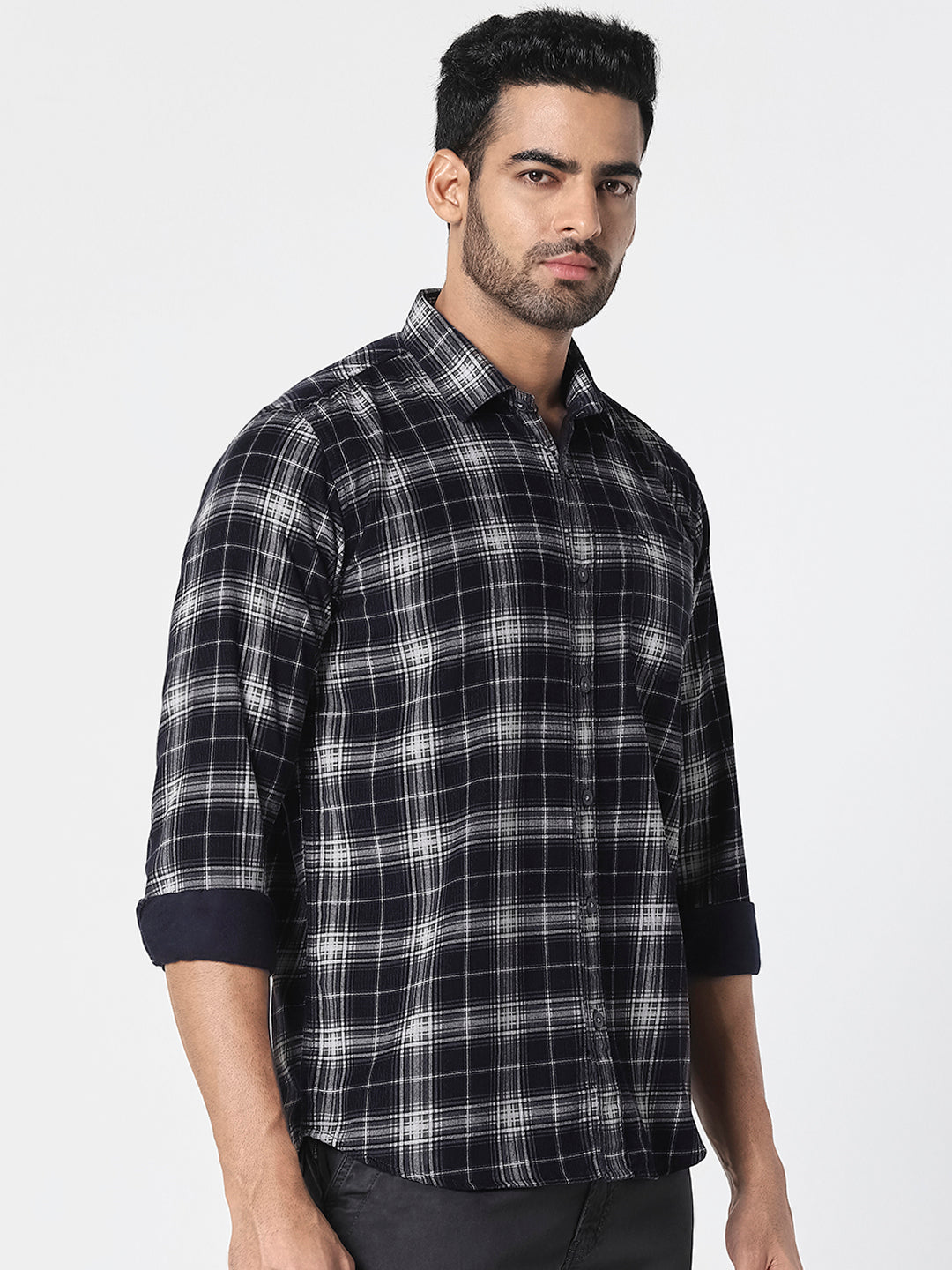 Men Black Checked Casual Shirt