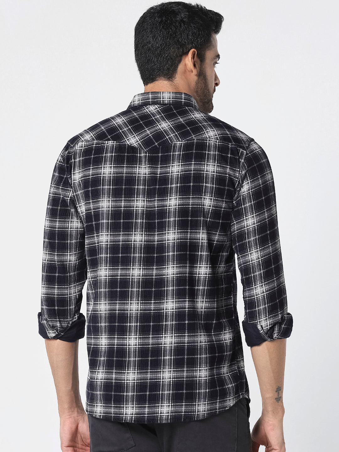 Men Black Checked Casual Shirt