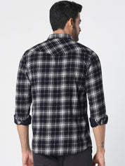 Men Black Checked Casual Shirt