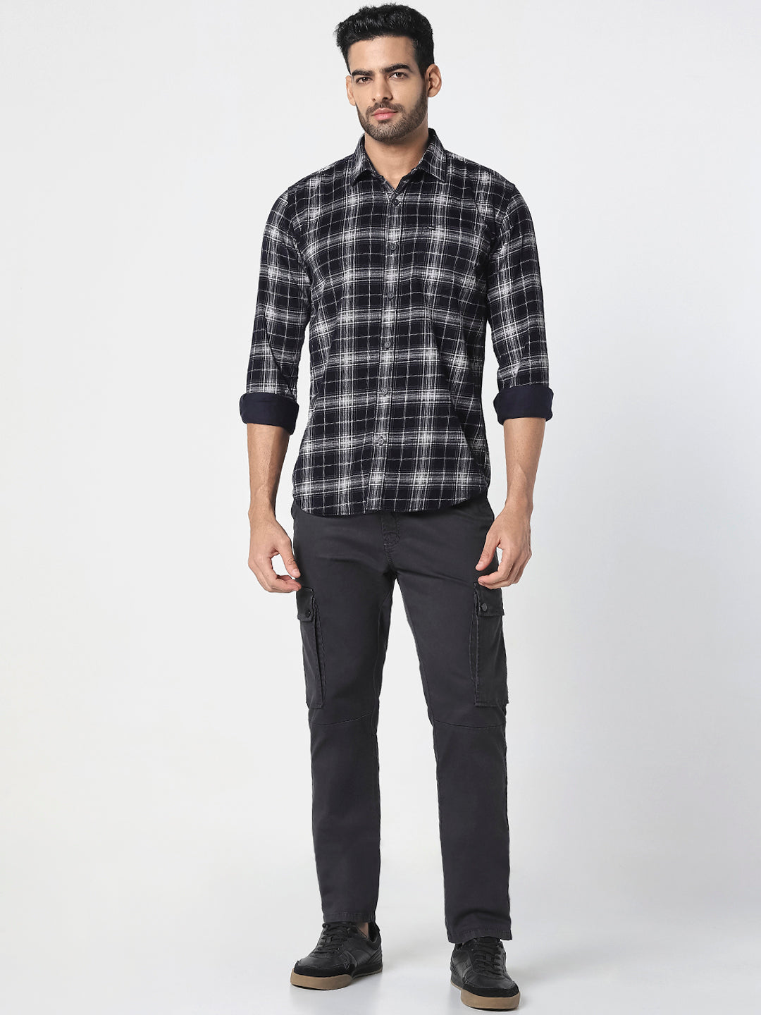 Men Black Checked Casual Shirt
