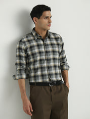 Grey & Black Checked Casual Shirt