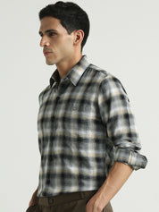 Grey & Black Checked Casual Shirt